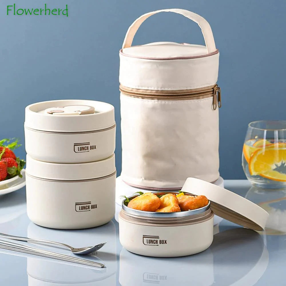 Portable Food Storage Containers Insulated Lunch Container Set Stackable Bento Lunch Box Stainless Steel Lunch Container