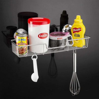 L-4 Strong Suction Cup Shower Caddy Bath Shelf Storage, Combo Organizer Basket for Shampoo, Soap, Conditioner, Razor Bathroom Accessories - Rustproof Stainless Steel, Chrome