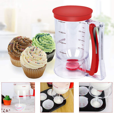 Batter Separator Cupcakes Pancakes Cookie Cake Waffles Batter Dispenser Cookie Separator Batter Cream Speratator Cup Measuring Baking Tools (Red)