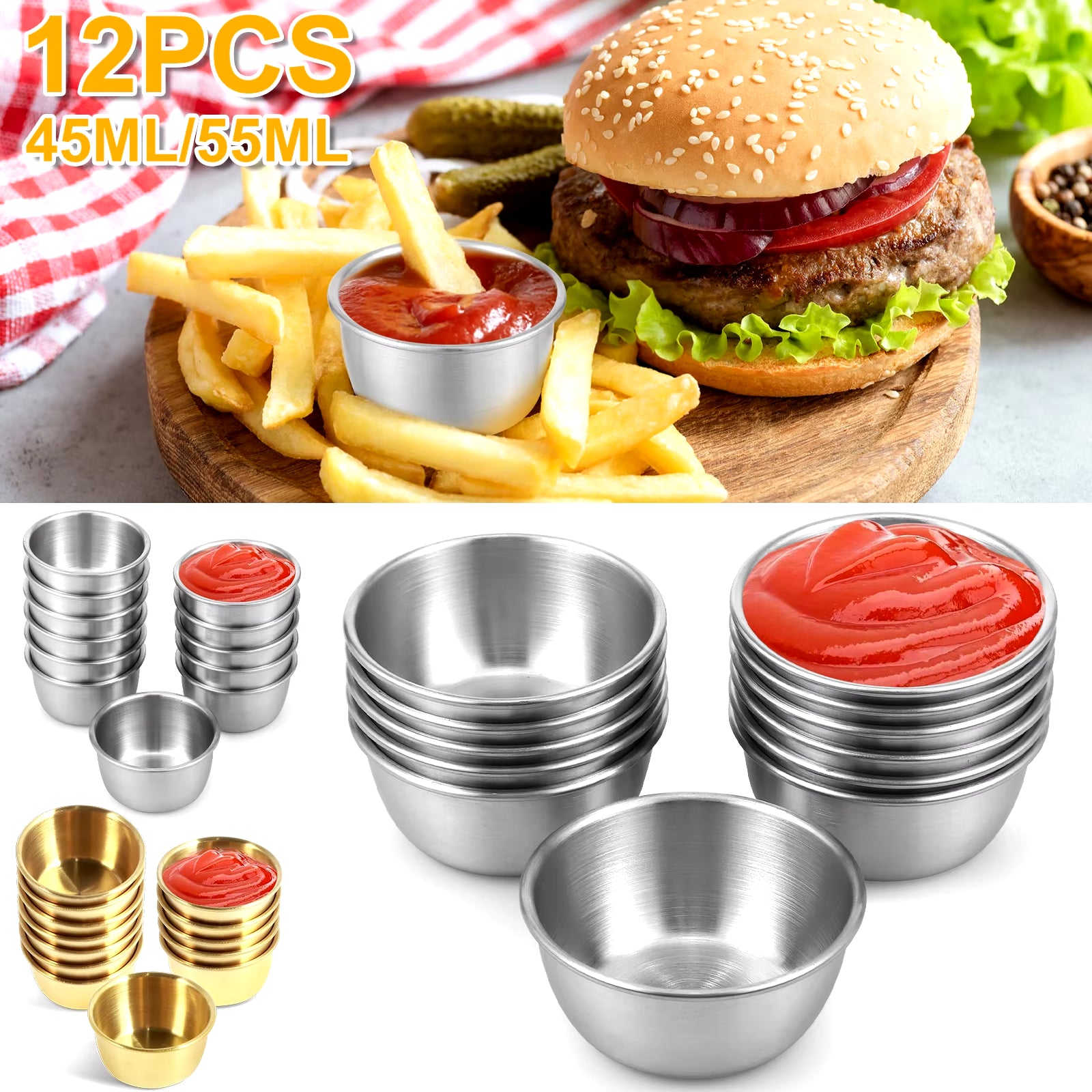 12/24Pcs Sauce Dipping Bowl Dipping Cups round Sauce Dishes Mini Reusable Seasoning Cups Dipping Cups Multipurpose Sauce Cups