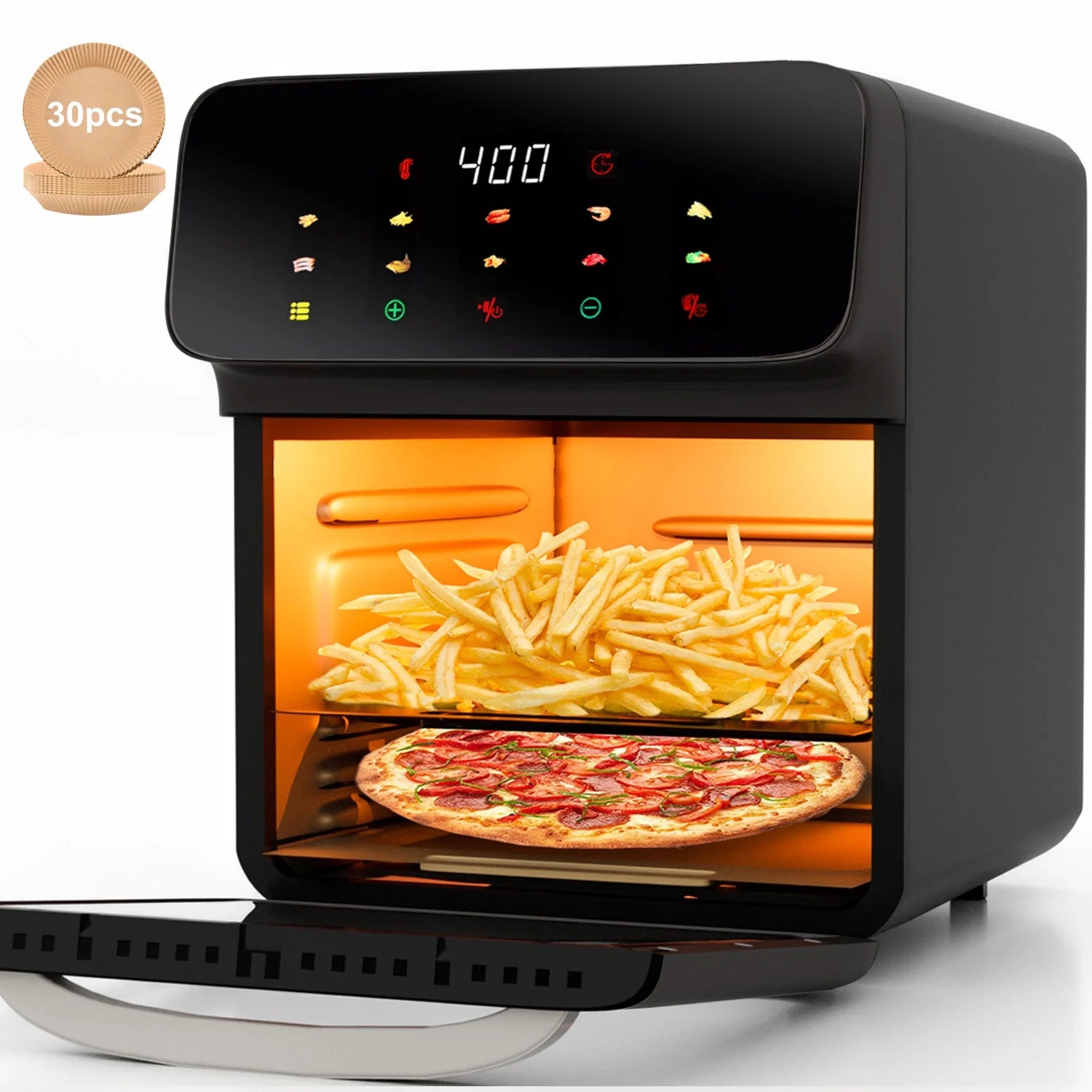 Air Fryer, Muti-Functions with Rotisserie, Dehydrate, Dual Heating Elements with Convection Fan for Fast Cooking