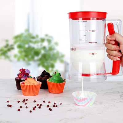 Batter Separator Cupcakes Pancakes Cookie Cake Waffles Batter Dispenser Cookie Separator Batter Cream Speratator Cup Measuring Baking Tools (Red)