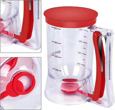 Batter Separator Cupcakes Pancakes Cookie Cake Waffles Batter Dispenser Cookie Separator Batter Cream Speratator Cup Measuring Baking Tools (Red)