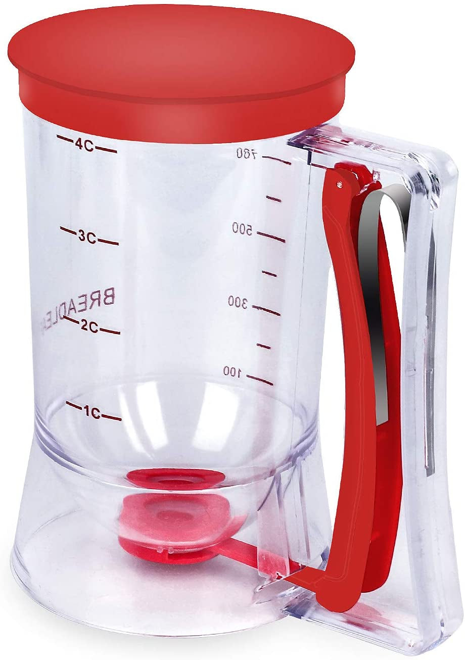 Batter Separator Cupcakes Pancakes Cookie Cake Waffles Batter Dispenser Cookie Separator Batter Cream Speratator Cup Measuring Baking Tools (Red)