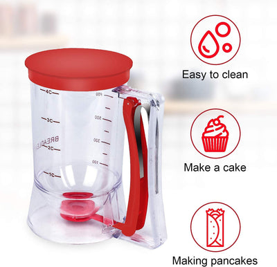 Batter Separator Cupcakes Pancakes Cookie Cake Waffles Batter Dispenser Cookie Separator Batter Cream Speratator Cup Measuring Baking Tools (Red)