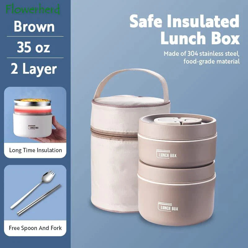 Portable Food Storage Containers Insulated Lunch Container Set Stackable Bento Lunch Box Stainless Steel Lunch Container