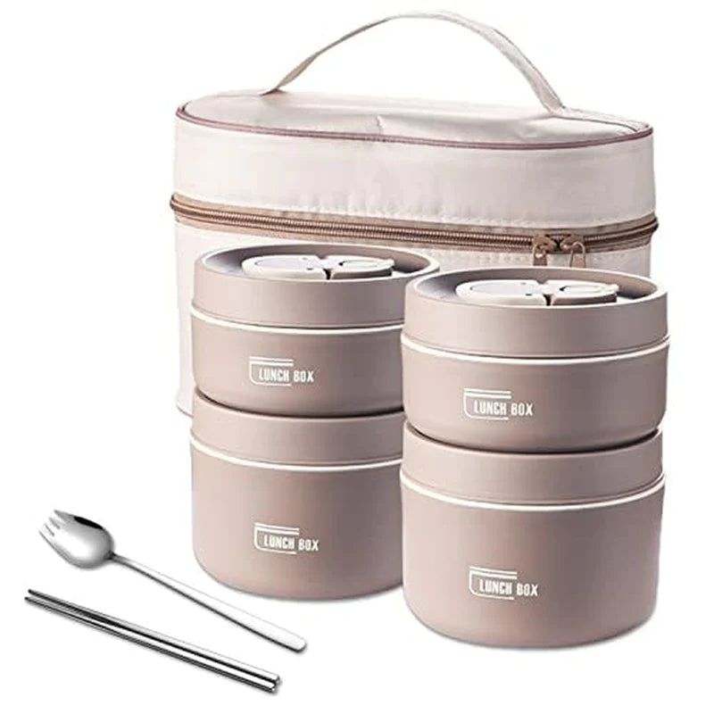 Portable Food Storage Containers Insulated Lunch Container Set Stackable Bento Lunch Box Stainless Steel Lunch Container