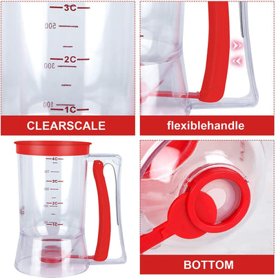 Batter Separator Cupcakes Pancakes Cookie Cake Waffles Batter Dispenser Cookie Separator Batter Cream Speratator Cup Measuring Baking Tools (Red)